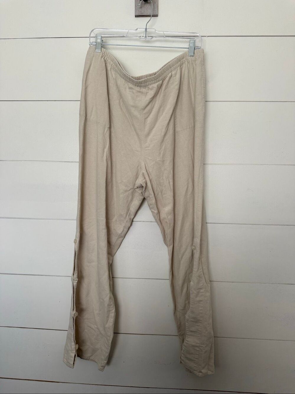 Soft Surroundings Women’s XL Cream Wide Leg Button Minimalist LagenLook Pants